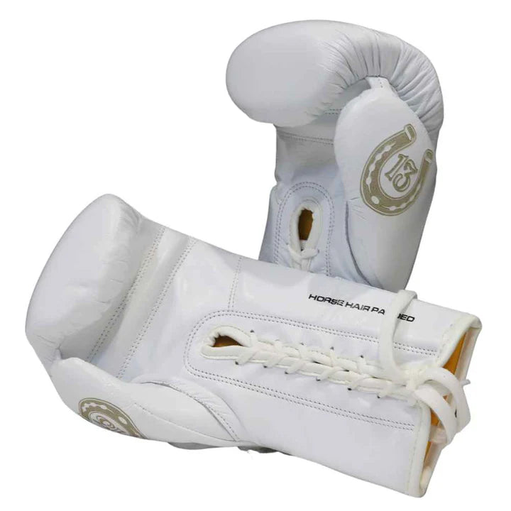 Punch Mexican Lucky 13 Lace Up Boxing Gloves- WHITE
